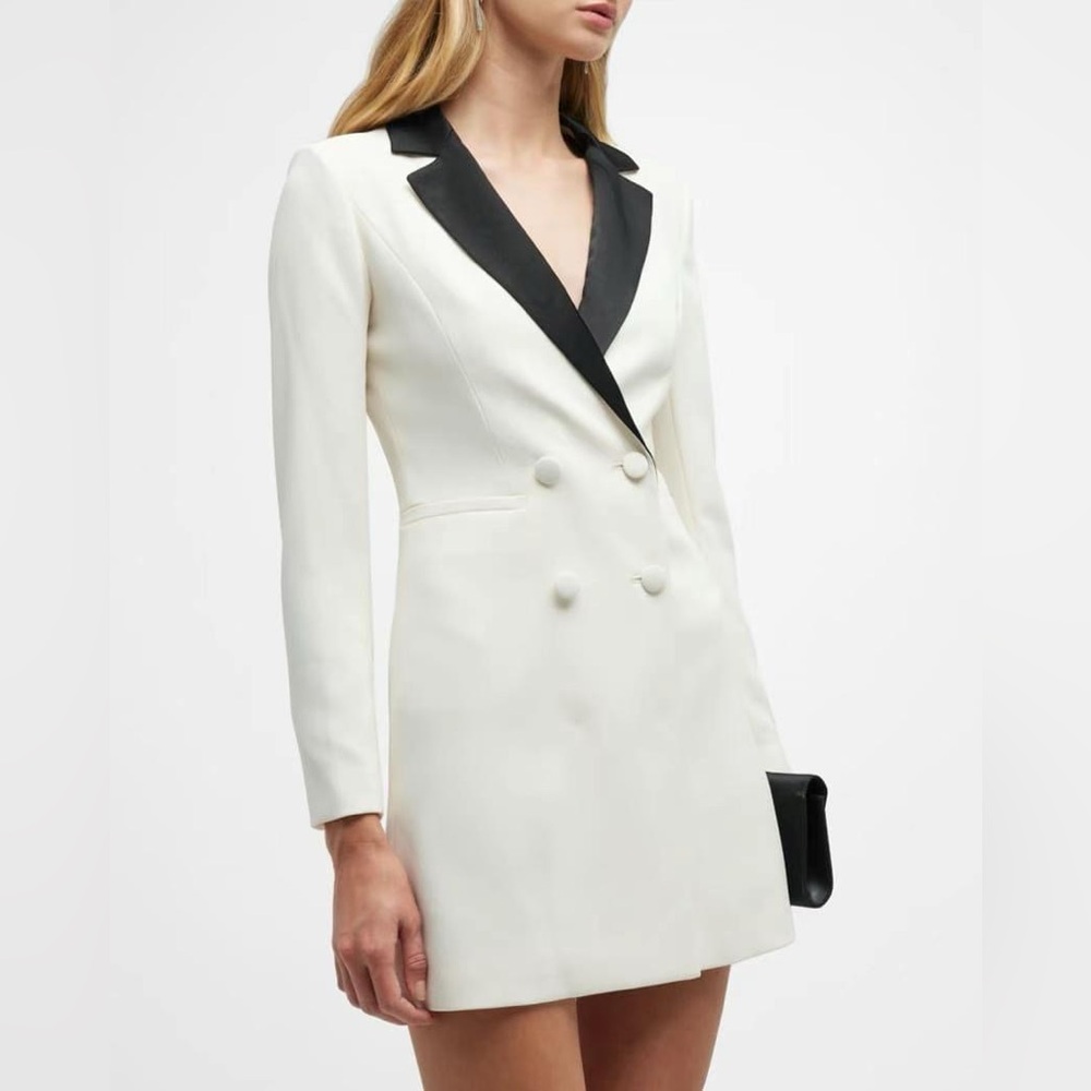 NWT $550 Alice + Olivia Kryie Tuxedo Blazer Dress - Picture 3 of 14